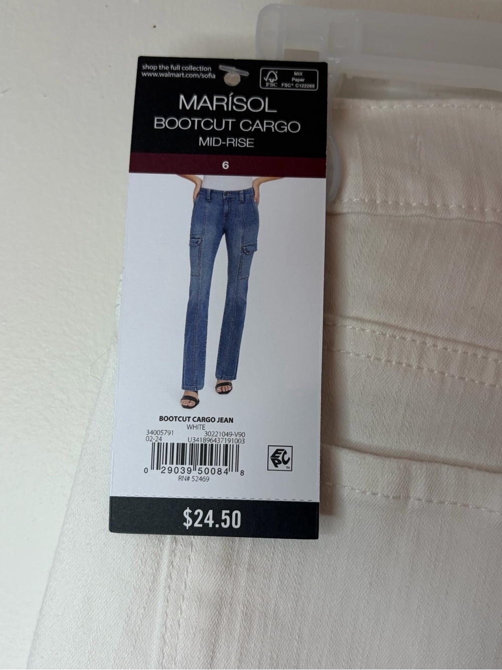 NWT Sofia Vergara Marisol White Bootcut Cargo Jeans 6 - Picture 6 of 9
